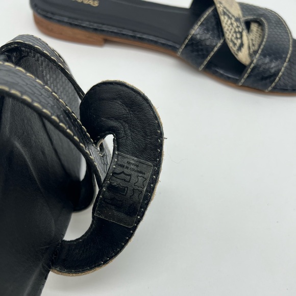 KAANAS Santorini Infinity Loop Snakeskin Embossed Leather Slide Flat Sandals 11 - Picture 9 of 11